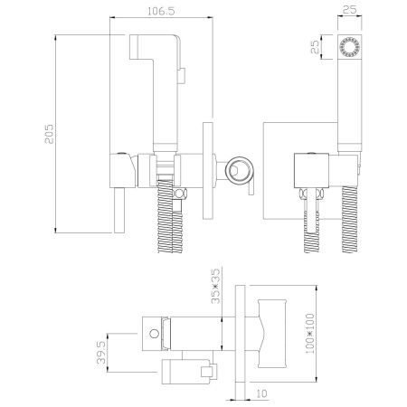 Гигиенический душ со смесителем Rossinka X X25-53 хром