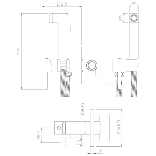 Гигиенический душ со смесителем Rossinka X X25-53 хром - фото 2