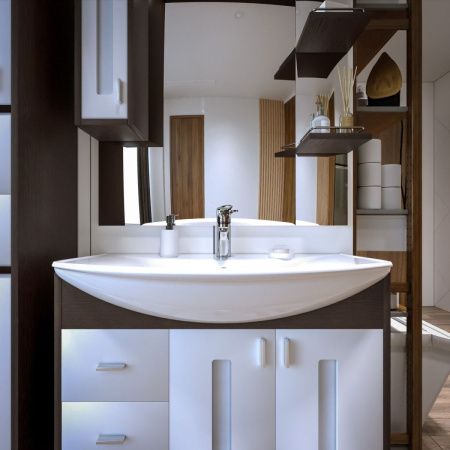 Зеркало-шкаф с подсветкой Бриклаер 4627125411854 90х20х103 подвесной цвет венге/белый