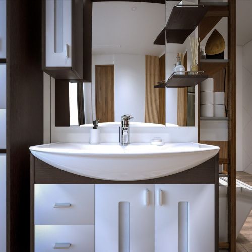 Зеркало-шкаф с подсветкой Бриклаер 4627125411854 90х20х103 подвесной цвет венге/белый - фото 5