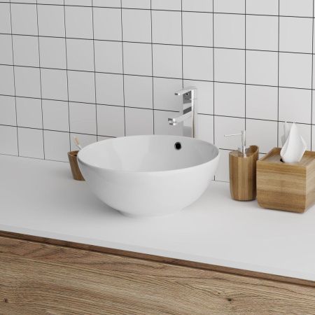 Раковина из сантехнического фаянса Grossman GR-3014 40х40 накладная цвет белый без отверстий под смеситель