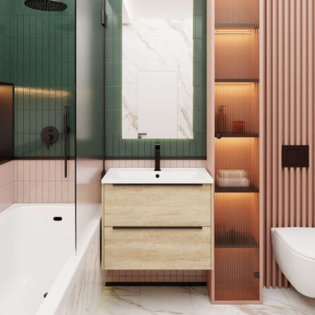 Тумба с раковиной La Fenice TESORO NFNC-01-TES-DNN-100-2-3-100 100х50 подвесная цвет коричневый