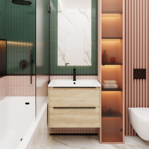 Тумба с раковиной La Fenice TESORO NFNC-01-TES-DNN-100-2-3-100 101х63х47 подвесная цвет светло-коричневый - фото 3