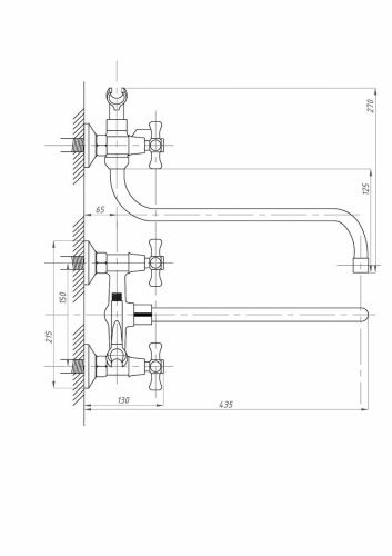 Смеситель для ванны и душа FAUZT FZs-435-07 настенный хром - фото 4