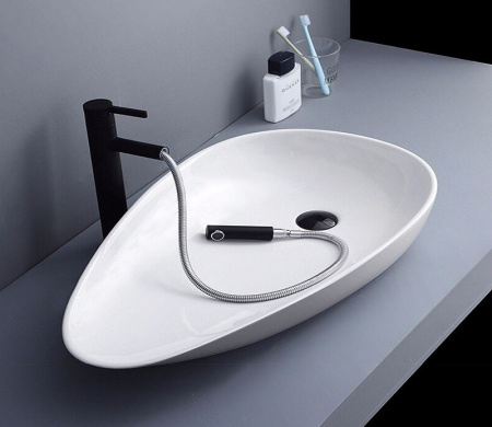 Раковина из санфаянса CeramaLux 7862 76х42 накладная цвет белый