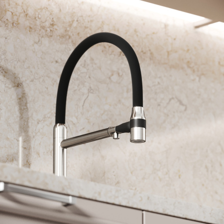 Смеситель для кухни Sancos Garda SC4009BN на мойку брашированный никель/черный без термостата