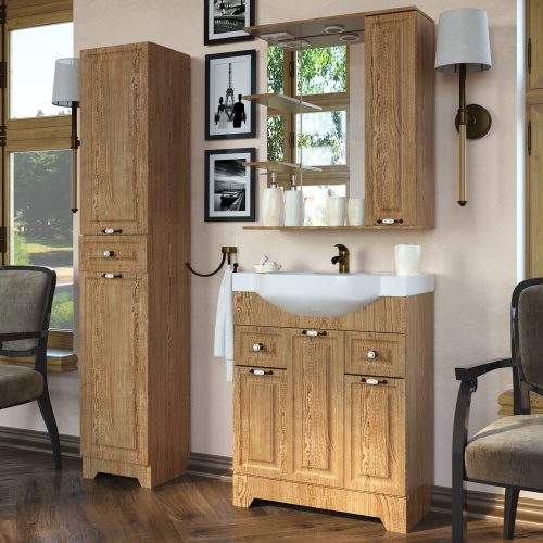 Зеркало-шкаф Stella Polar Кармела SP-00000181 65х15х80 подвесной цвет коричневый - фото 3