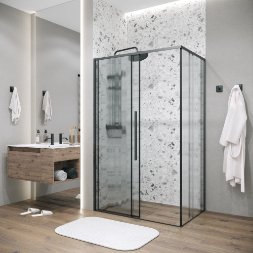 Душевой уголок Grossman Galaxy 120.K33.01.1180.21.02 110х80 стекло текстурное профиль черный матовый - фото 5