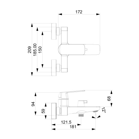Смеситель для ванны Tokito NAGOYA TOK-NAG-1014 настенный хром