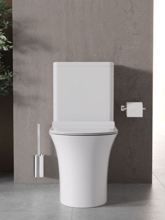 Унитаз напольный с бачком Agger AT01000 белый с сиденьем микролифт безободковый душевой смыв