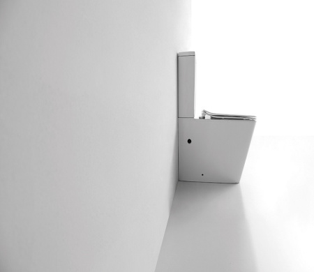 Унитаз напольный с бачком CeramaLux 2170 белый глянцевый с сиденьем микролифт безободковый каскадный смыв