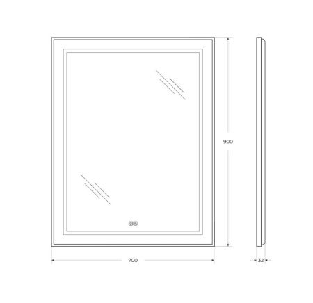 Зеркало с подсветкой и антизапотеванием BelBagno Kraft SPC-KRAFT-700-900-LED-TCH-WARM 70х90 подвесное
