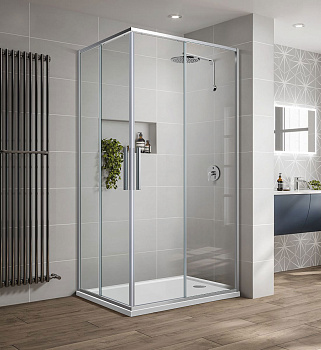 Душевой уголок Vincea Slim-U VSS-2SU8010CL 100х80 стекло прозрачное профиль хром глянцевый без поддона