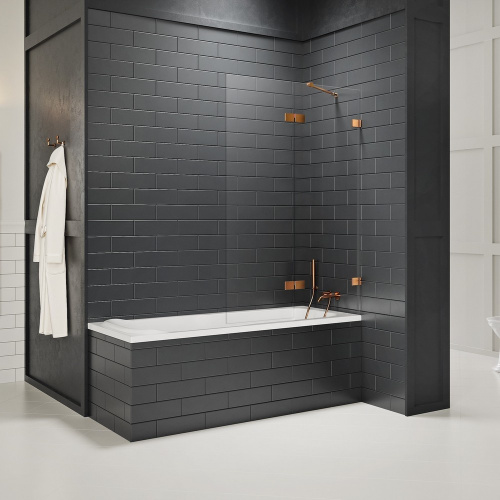 Душевая шторка на ванну New Trendy AVEXA Copper brushed EXK-3817 140х150 стекло прозрачное профиль медь брашированная ориентация правая - фото 2