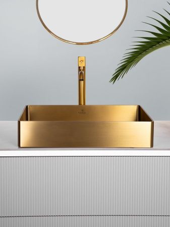 Раковина из нержавеющей стали AltroBagno Astro AltroBagnoAstro001017OrSp 50х40 накладная цвет золото