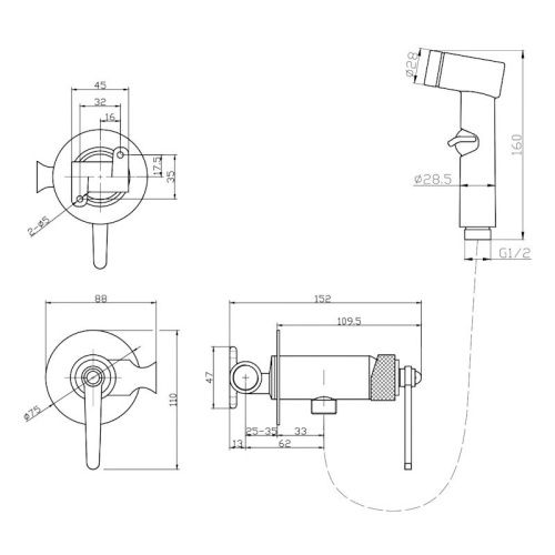 Гигиенический душ со смесителем Esko Bangkok Black BGBSMH черный - фото 3