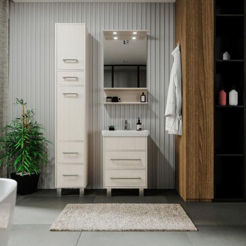 Зеркало с подсветкой Бриклаер 4627125414930 55х90 цвет светлая лиственница - фото 4