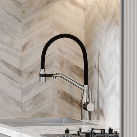 Смеситель для кухни Sancos Orta SC4008BN на мойку брашированный никель/черный