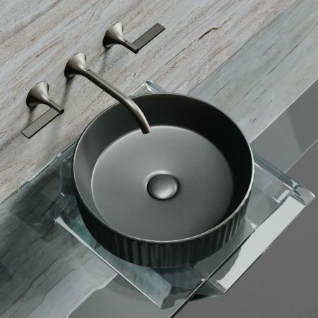 Раковина из сантехнического фарфора Ceramica Nova ELEMENT CN6057MDH 40х40 накладная цвет черный без отверстий под смеситель