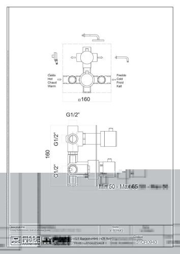Смеситель Fiore X-Termo 31CR0940 встраиваемый в стену хром с термостатом - фото 2
