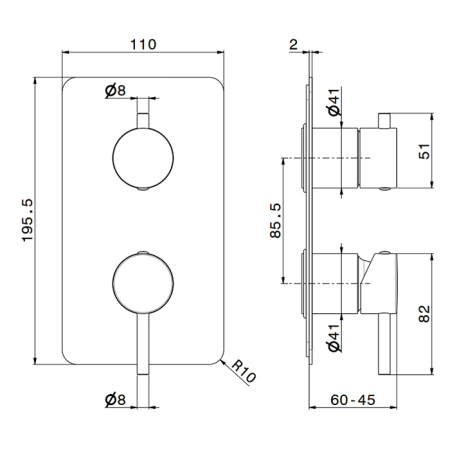 Смеситель для душа Newform XT 67693E.21.018 встраиваемый в стену хром