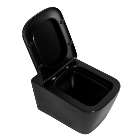 Чаша унитаза подвесная BelBagno ARDENTE-C BB3202CHR-MB цвет черный матовый без сиденья безободковая каскадный смыв