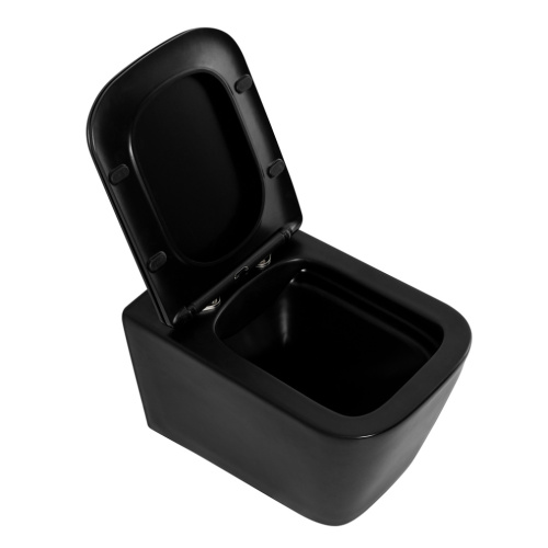 Чаша унитаза подвесная BelBagno ARDENTE-C BB3202CHR-MB цвет черный матовый без сиденья безободковая каскадный смыв - фото 3