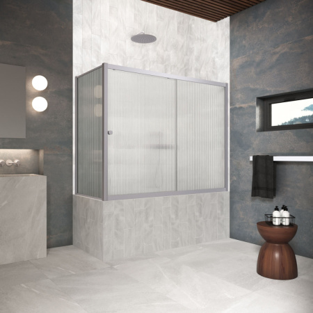 Душевая шторка на ванну Vegas-Glass ZV+ZVF Protec ZV+ZVF Protec 190*90 07 Moru 190х140 стекло рифленое профиль хром матовый ориентация универсальная