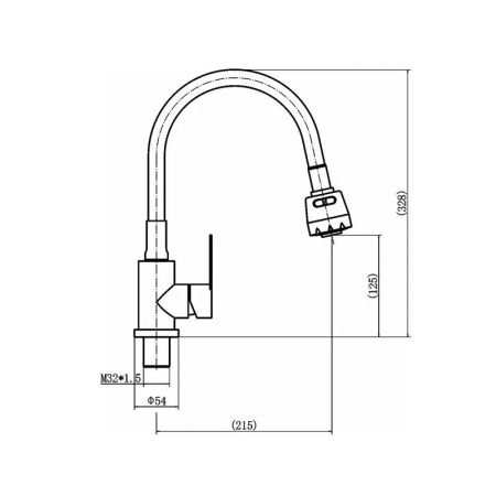 Смеситель для кухни Fashun A54101+N7347 на мойку серый/сатин