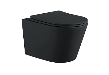 Унитаз подвесной Aquatek ВЕГА AQ1905-MB черный матовый с сиденьем микролифт безободковый каскадный смыв
