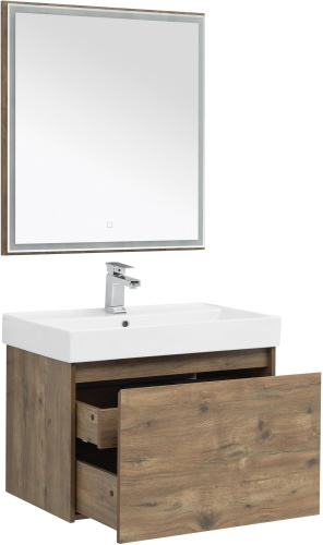 Комплект мебели: тумба с раковиной + зеркало Aquanet Nova Lite 00254217 75,7х46х136,5 напольный/подвесной - фото 2