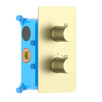 Смеситель для ванны Aquatek Европа AQ1392BG встраиваемый в стену золото с термостатом