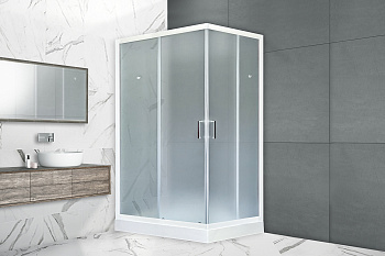Душевой уголок Royal Bath HP RB8120HP-C-L 120х80 стекло матовое профиль белый с поддоном