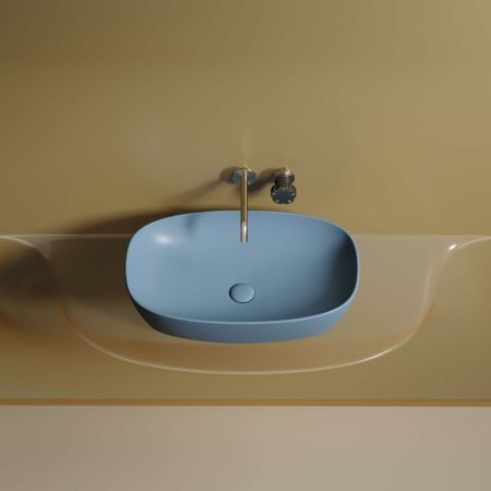 Раковина из сантехнического фарфора Ceramica Nova ELEMENT CN6049ML 60х40 накладная цвет синий без отверстий под смеситель