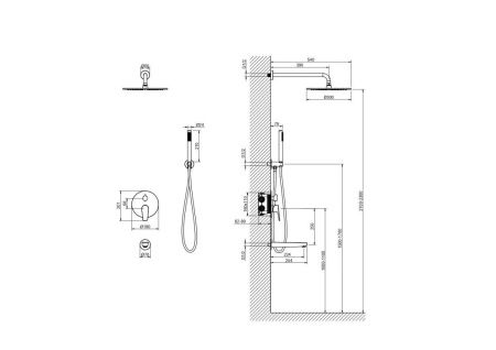 Душевая система Aquatek Бетта AQ1173BGM встраиваемая в стену цвет вороненая сталь