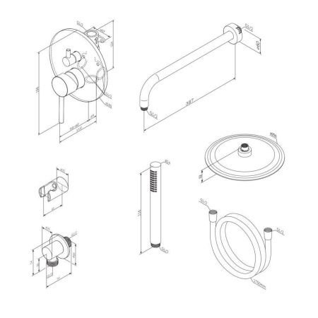 Душевая система Damixa Scandinavian Pure 936520300 встраиваемая в стену цвет черный