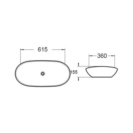 Раковина из сантехнического фарфора Vincea VBS-508MB 60х40 накладная цвет черный без отверстий под смеситель