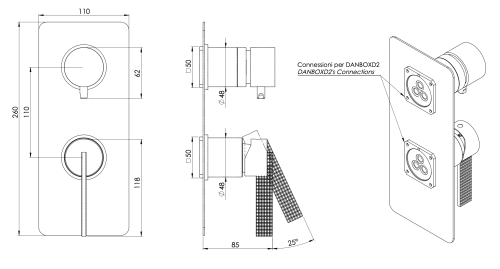 Смеситель для душа Daniel Club ANC612D2KB63 встраиваемый в стену латунь брашированная без термостата - фото 2