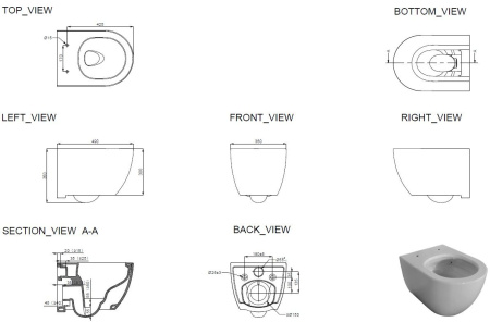 Чаша унитаза подвесная Allen Brau Priority Tornado 4.31009.20 цвет белый без сиденья безободковая душевой смыв
