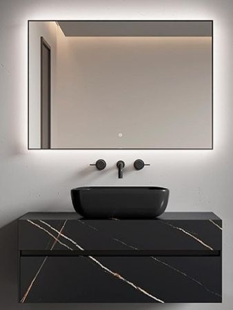 Зеркало с подсветкой и антизапотевателем Boheme 543-100-GM 100х70 подвесное