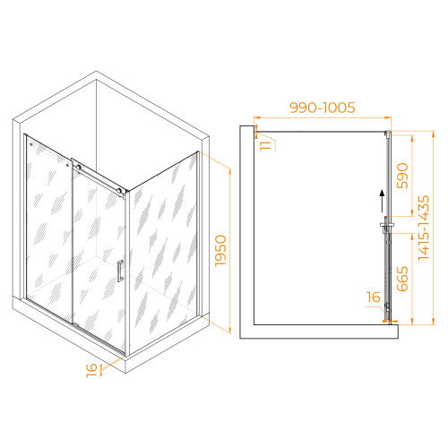Душевой уголок RGW Tornado 02074440-11 140х100 стекло прозрачное профиль хром глянцевый без поддона - фото 2