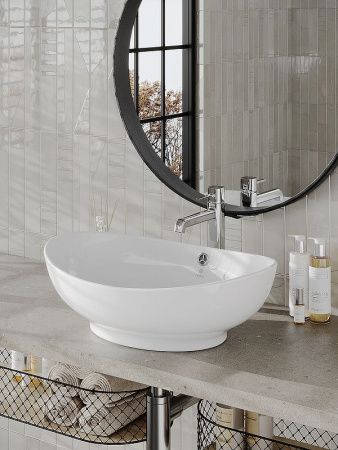 Раковина из сантехнического фарфора Orange B08-585w 60х40 накладная цвет белый