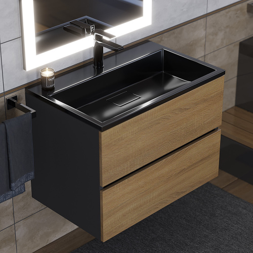 Раковина Uperwood Barsa 70 см 3939193462 полувстраиваемая цвет черный - фото 2