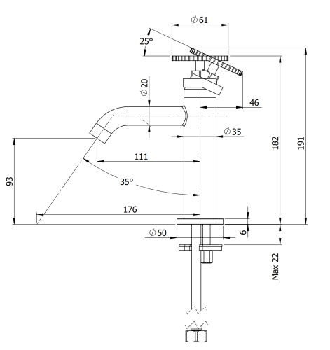 Смеситель Remer Chrono CH12 на раковину хром - фото 2