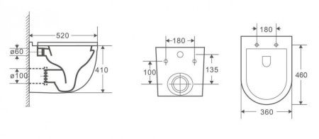 Унитаз подвесной CeramaLux 2198MW белый с сиденьем микролифт каскадный смыв