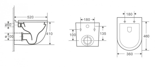 Унитаз подвесной CeramaLux 2198MW белый матовый с сиденьем микролифт каскадный смыв - фото 2