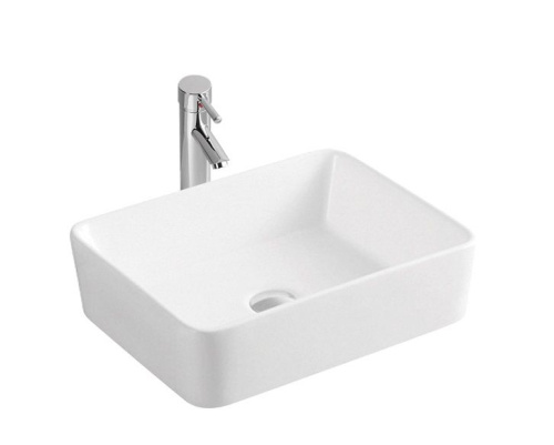 Раковина из сантехнического фарфора Sintesi SIN-LVB-APP-401 48х37 накладная цвет белый - фото 3