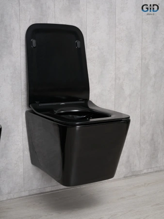 Унитаз подвесной Gid Cuadrado 62224Y черный с сиденьем микролифт безободковый