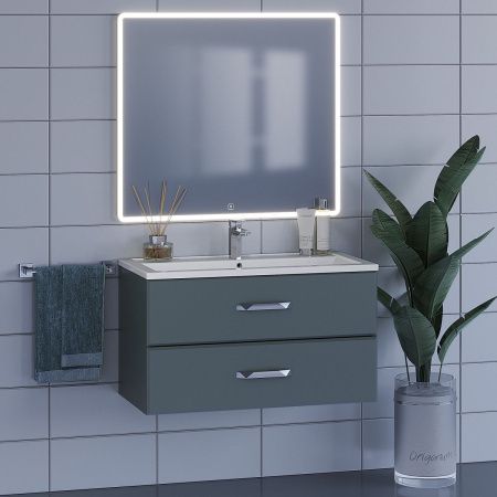 Тумба под раковину Uperwood Foster 291020523 90х50 подвесная цвет серый