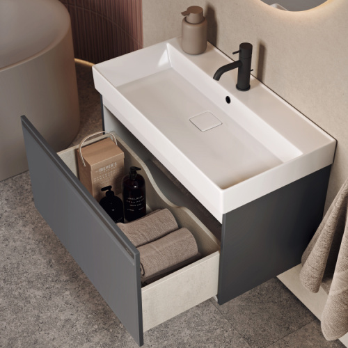 Тумба под раковину Aqwella Pure PUR0108GRM 79,2x46,4x44,3 подвесная - фото 5